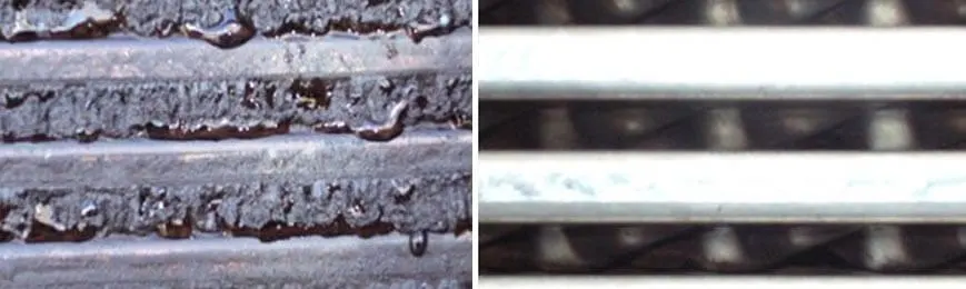 Compabloc exchanger before and after cleaning.
