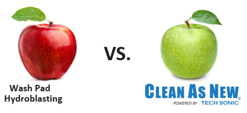 Wash Pad Hydroblasting Vs. CLEAN AS NEW® Cleaning Facility.