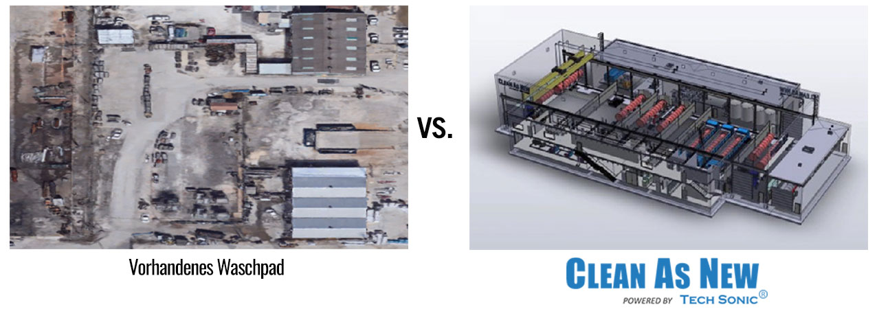 Vorhandenes Waschpad VS. Clean As New Powered By Tech Sonic®.