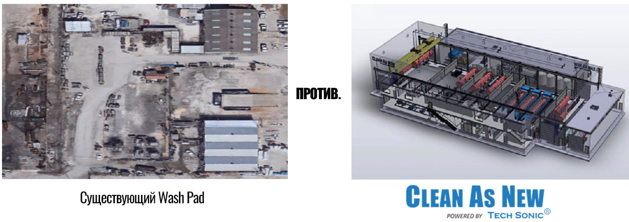 Существующая стиральная подушка VS. Чистый, как новый на базе Tech Sonic®.
